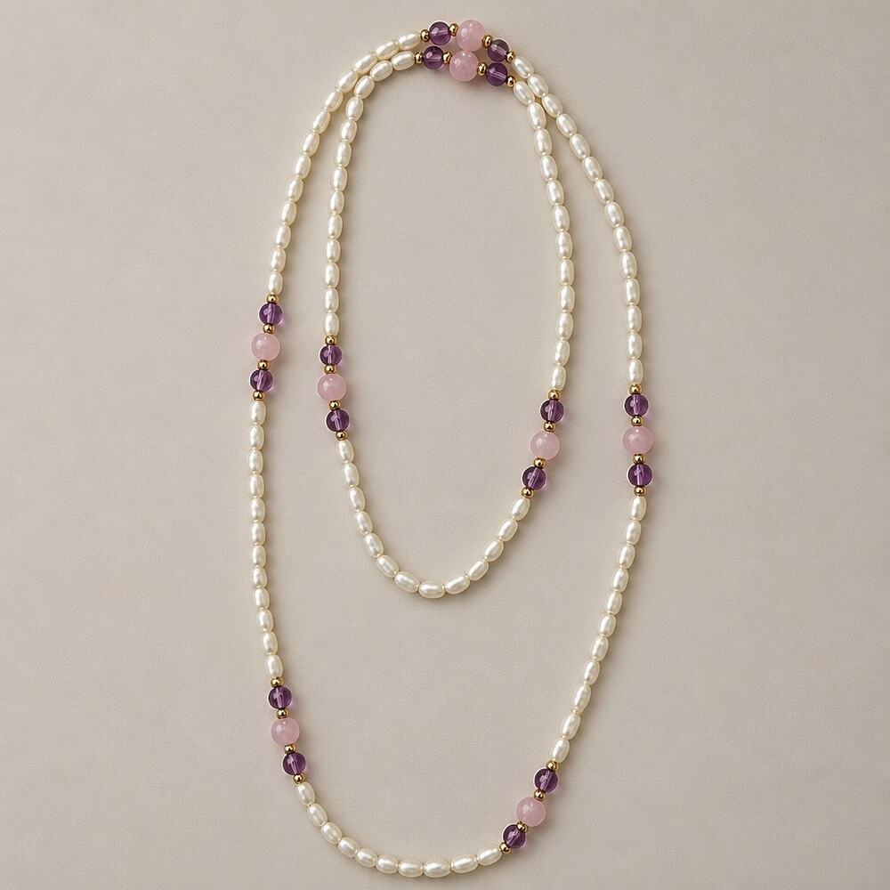 "The Pastel Blossom" Genuine Pearl & Gemstone Strand